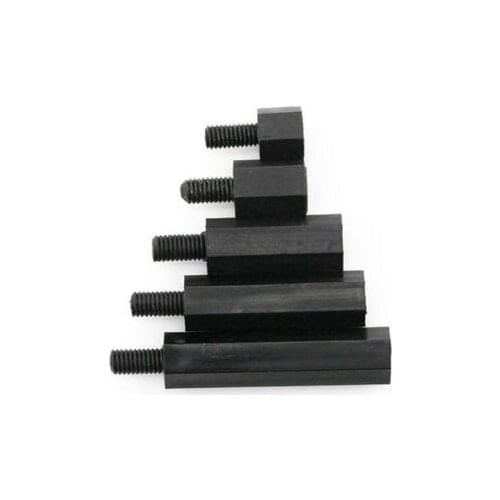 25pcs Black Plastic Nylon M2 M3 M4 Hex Column Standoff Spacer For Phillips Screw