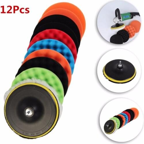 3-7-Inch 12 PCs hight gloss Buffing Hybrid Felt Wet Flex Wool Sponge Car polishing pad Waxing Polish polisher Removes Scratchesc