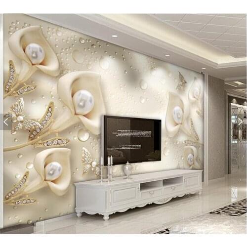 Custom papel de parede 3d, Calla lily butterfly murals for living room bedroom dining room TV backdrop decorative silk wallpaper
