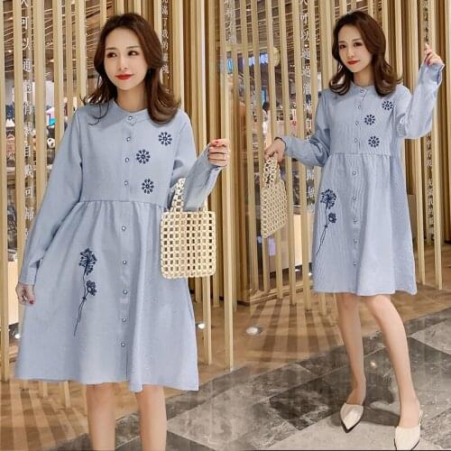 6104# Maternity Clothes pregnant women dress Cotton Long Sleeve Loose Stylish Dress for Pregnant Women Mom Dress
