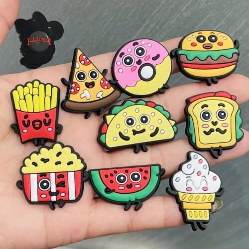 9PCS PVC Cute Cartoon Food Fridge Magnetic Sticker Fries Pizza Burger Sandwich Rice Watermelon Ice Cream Refrigerator Magnets