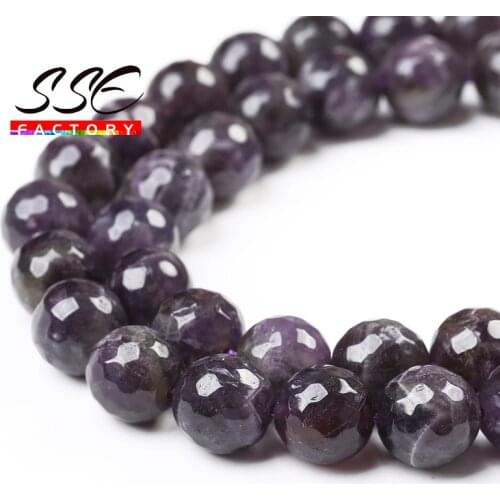 AAA Faceted Natural Purple Amethysts Quartz Loose Beads 15" 4 6 8 10 12MM Pick Size for Jewelry Making DIY Bracelet Accessories