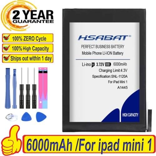 100% Original HSABAT 6000mAh Battery For ipad mini 1 for iPadmini1 A1445 A1432 A1454 A1455