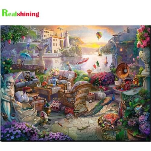 Diamond Painting Cross Stitch Italy City River Scenery Full Square Round Diamond Embroidery rhinestone puzzle Home Decor N1880