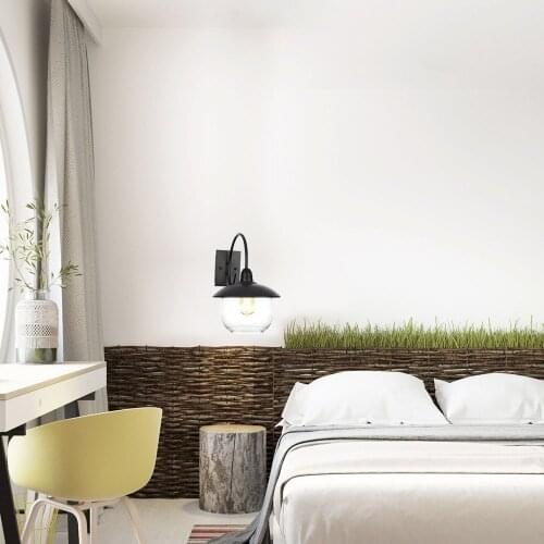 American Industrial wind Bedside wall light E27 Black iron glass Simple Indoor lighting wall lamp Living room / aisle AC85-265v