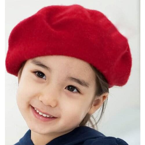 Retro Beret Hat Children Winter Warm Hat For Kids Stretch Wool Headwear Baby Girl Hat Cap Accessories Newborn Photography Props