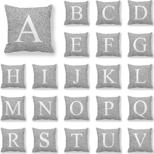 English Letter Pillow case For Sofa Nordic Alphabet Flowers Print Floral Sofa Car Pillow Cushion Cover Case Home Decor 45*45