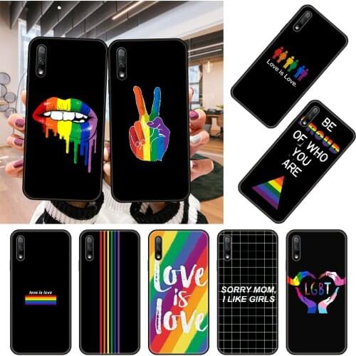Phone Case For Huawei Honor 9X 9 9A 10 20 8X 8A 8S 7X 7A i 6A Pro Play Lite Black Cover Coque Soft Rainbow Gay Lesbian LGBT
