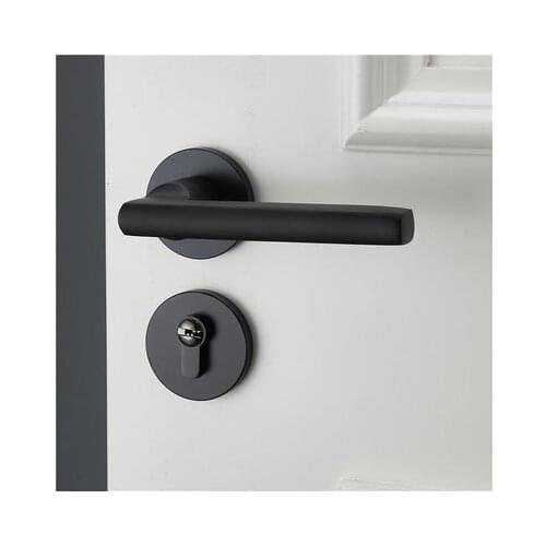 Black space aluminum door handle Interior / Bedroom door lock Split Silent door lock ,Door hardware
