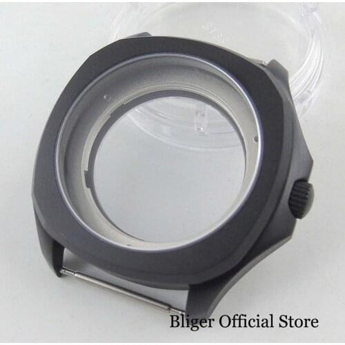 Black PVD Coated Watch Case With Sapphire Glass Fit for Automatic Movement Watch Parts