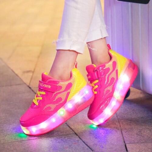 Wings Luminous Sneakers Kids Glowing Sneakers with Wheels Kids Roller Skates Shoes Led light up Shoes for Girls Boys Wing Shoes