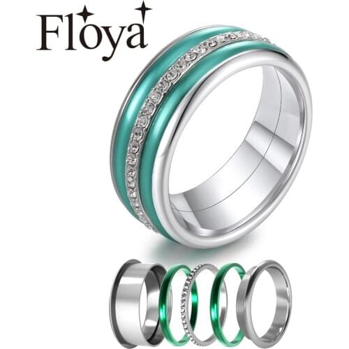 Floya Bague Interchangeable Bijoux Femme Original Stackable Filled Ring 8mm Wide Minimalist Statement Various Ring Jewelry Mujer