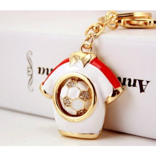 Football Fans Souvenir Gift Creative Novelty Rhinestone Football Jersey keychains diamond Accessories 4 Colours