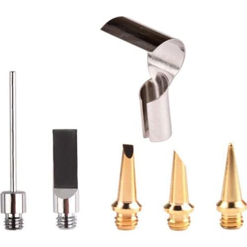 GTBL 6Pcs Replacement Copper Tips Nozzle Kit For Hs-1115K / Mt-100 Aerated Flame Butane Gas Soldering Iron Cordless Welding Tool