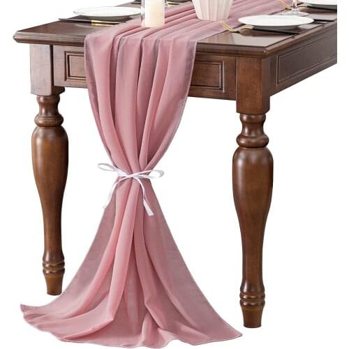 Beautiful Soft Chiffon Table Runner Tablecloth Wedding Bridal Party Home Decor Chair Sash Party Decoration Banquet Supplies 1pc