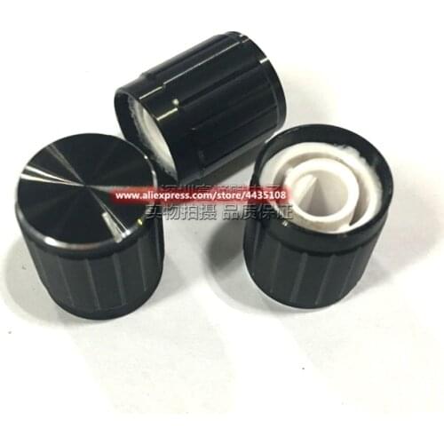 10pcs Potentiometer Cap 15mm*16.5mm Black Bright Edge Half Shaft Hole D-Shaped Inner Hole 6mm Aluminum Alloy Knob