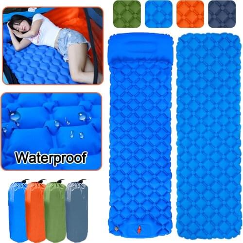 Foot Inflatable Sleeping Pad Outdoor Camping Moisture-proof Mattress Family Beach Mat Travel Trekking Bed Waterproof Air Cushion
