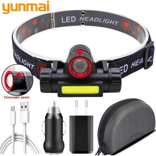 Sensor XP-G Q5 Zoomable Headlamp Head Lamp Headlight Waterproof 2500lm Led Built in Usb Rechargeable 18650 Battery Working Light