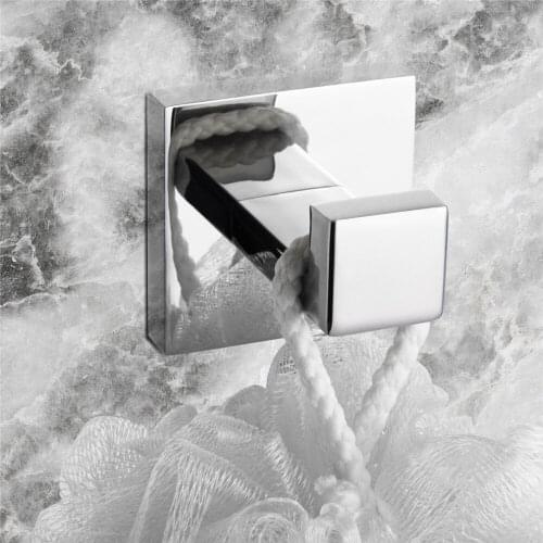 Leyden Chrome Silver Europe Style Wall Mounted Robe Hook 304 Stainless Steel Antiproof Single Robe Hook Bathroom Accessories