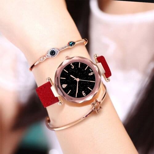 New ladies watch Rhinestone Leather Band Casual Watch Luxury Analog Quartz Starry Sky Wristwatch ropshipping relogio feminino S7