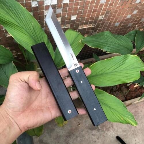 59HRC high hardness manual straight knife Japanese forging pattern steel collection tool outdoor knife Black D2 knife
