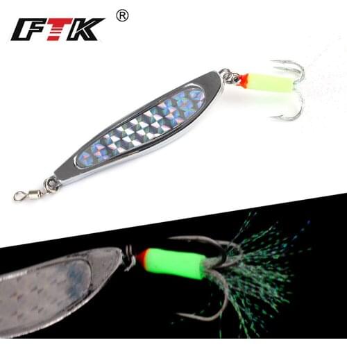NEW FTK 60g/80g Fish Hook Reflective Wire Swivel Luminous Coating JIig Metal Plate Length 85mm/92mm For Freshwater Saltwater