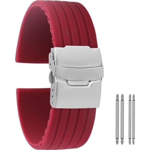 Rose Red Silicone Watch Strap 18mm 20mm 22mm 24mm pasek do zegarka Durable Waterproof Bracelet Watch Band cinturino orologio