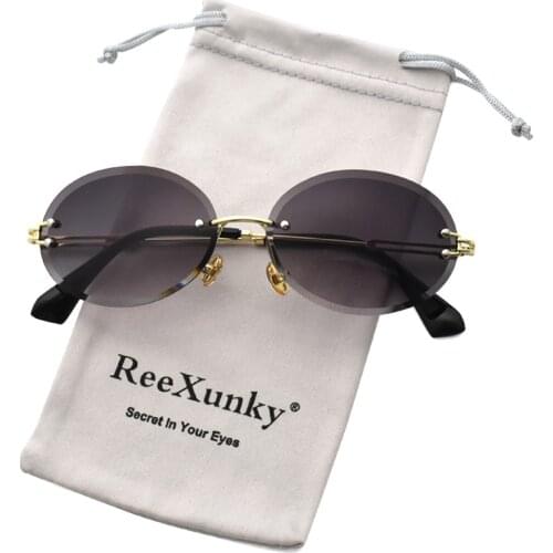 Fashion Rimless Oval Sunglasses Women 2020 Small Frame Elegant Sun Glasses Ladies Gradient Shades Holiday UV400 Sunglass