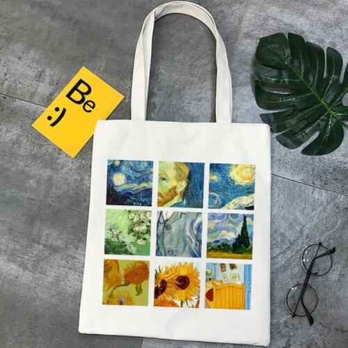 Van Gogh shopping bag grocery shopper bolso tote bolsas de tela cotton bag bolsa compra cloth sac toile