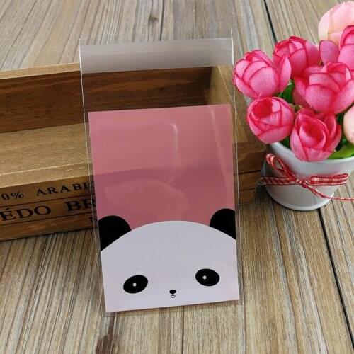 100pcs Bakery Packag Panda Ziplock Self Adhesive Kitchen Christmas Gift Cartoon Plastic Cookie Pastry Biscuit Package Gift Bag
