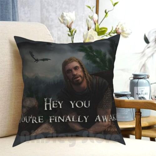 You'Re Finally Awake! Pillow Case Printed Home Soft DIY Pillow cover Ralof Skyrim Finally Awake Youre Finally Awake Meme