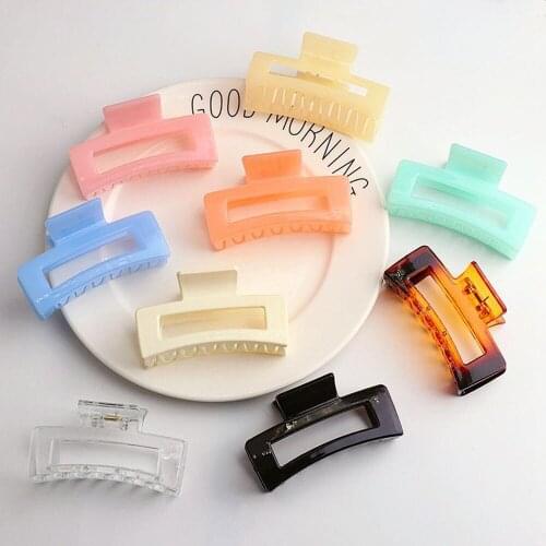 New Korean Style Fashion Rectangle Crab Hair Clip Women Hair Clip Acrylic Hair Accessories Big Size Ponytail Hair Bands For Hair
