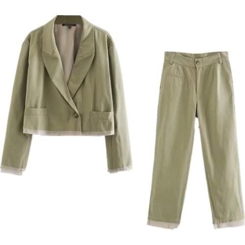 2 piece set women new style casual wild suit short short sleeve jacket + high waist professional OL casual pants suit