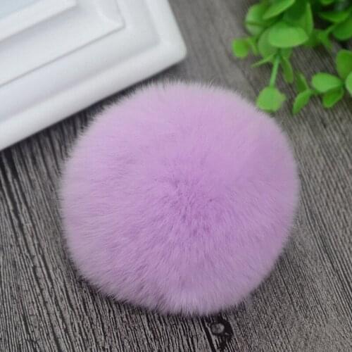 8cm Nature Genuine Rex Rabbit Fur Ball Pom Pom Fluffy DIY Winter Hat Skullies Beanies Knitted Cap Pompoms TWF001-lavender