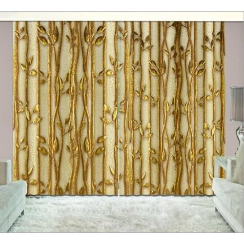 Golden lines Luxury 3D Window Curtain For Living Room office Bedroom decorate Customized size Drapes Cortinas Rideaux pillowcase
