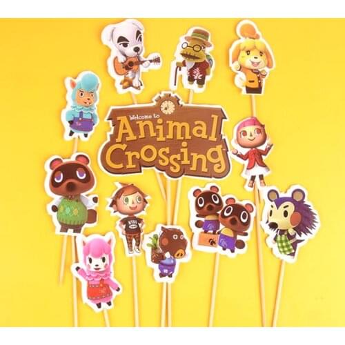 1set/lot Animal Crossing Theme Boys Favors Cake Picks Decoration DIY Cupcake Toppers Happy Birthday Party Supplies Baby Shower