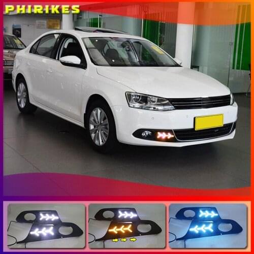 1 Set 12v LED For Volkswagen VW Jetta Sagitar 2012 2013 2014 DRL Daytime Running Lights Daylight ABS Fog Lamp Cover