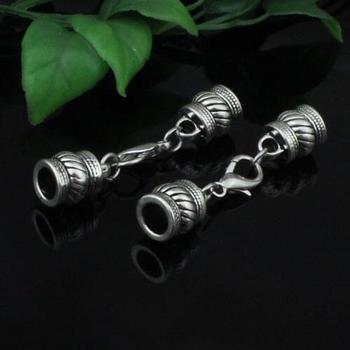 10sets/lot Fashion Zinc Alloy Cord End Caps Set Fit 7mm Cord for Necklace Bracelet Connectors Clasp Total Length:50mm K05215
