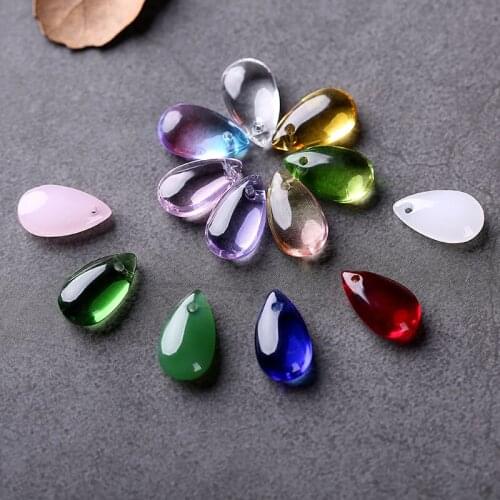 10pcs/lot 8x14mm Water Droplet Lampwork Beads Crystal Tear Drop Glass Charm Beads Handmade Necklace Earring DIY Jewelry Making