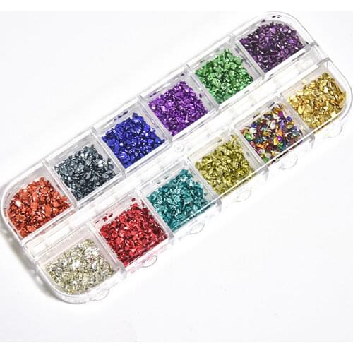 12 Grids/Box AB Color Nail Art Rhinestone Gold Silver Clear Flat Bottom Zircon Stone Dried Flower DIY Nail Art 3D Decoration ZF4