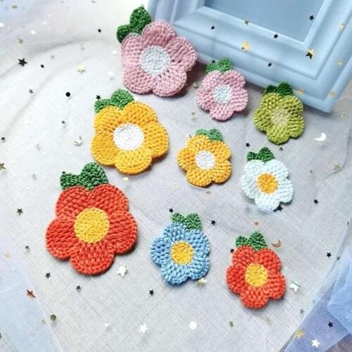 20pcs/lot 4cm Braided wool leaves and flower Patches Appliques For Clothes shoes Sewing Supplies DIY Hair Decoration