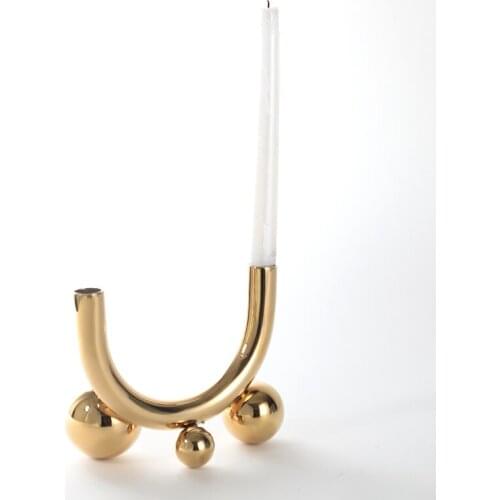 2021 New Design U Shape Decorative Metal Gold Stainless Steel Nordic Candle Holder