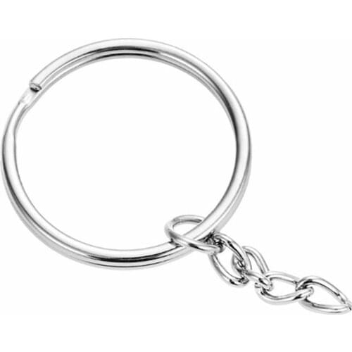 30pcs 20/25/30/35/40mm Gold Silver Color Iron Key Ring Key Chain Round Flat Ring With Chain Key Holder DIY Keychain
