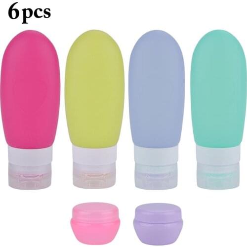 6 PCS 89ml Silicone Refillable Bottle Travel Shampoo Bottle Lotion Travel Packing Press Bottles Portable Cosmetic Container