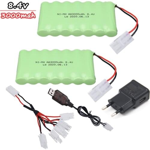 8.4v 3000mah NiMH Battery For Rc toy Car rc Tank rc Trains truck Robot Boat Gun AA 2400mah 8.4v Rechargeable Battery spare parts