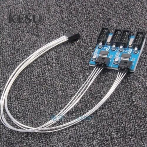 9pin USB header Male 1 to 2 / 4 Female Extension Cable Card Desktop 9-Pin USB HUB USB 2.0 Connector Adapter Port Silver plated