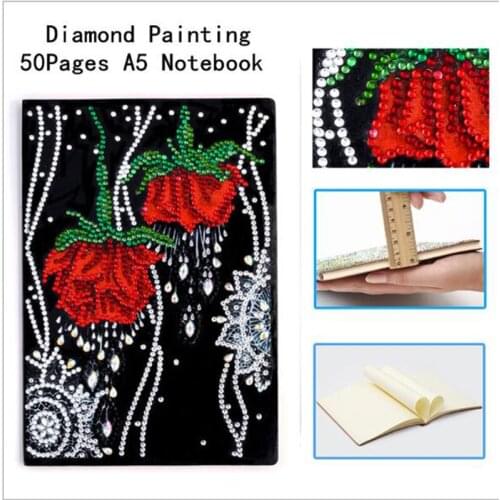 DIY rose shaped diamond painting notebook diary book A5 notebook embroidery diamond cross stitch notebook new year gift