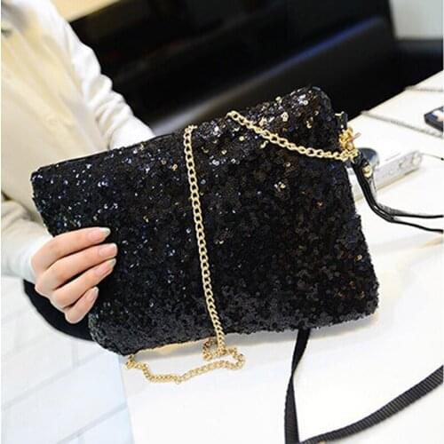 Glitter Sequins Handbag Fashion Zipper Sparkling Party Evening Envelope Handbags Clutch Bag For Women Wallet Tote Bolso Mujer