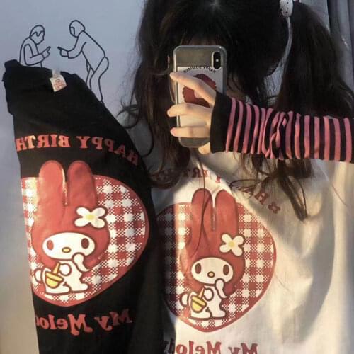 Black Hip Hop Women Cartoon T-Shirt Loose Summer Oversize Female Amine Tops Funny Japan Harajuku High Street Japan T Shirt Girl