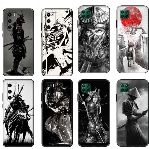 Black tpu Case For Huawei P30 Lite P30 Pro P40 Case For Huawei P40 LITE E P Smart 2020 Case Cover Japan The samurai Ninja